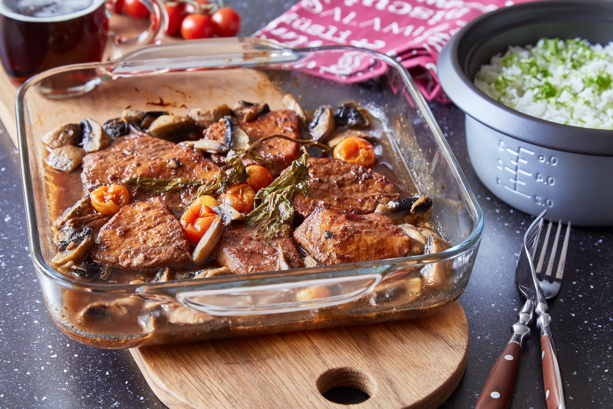 Maso na pivu s houbami